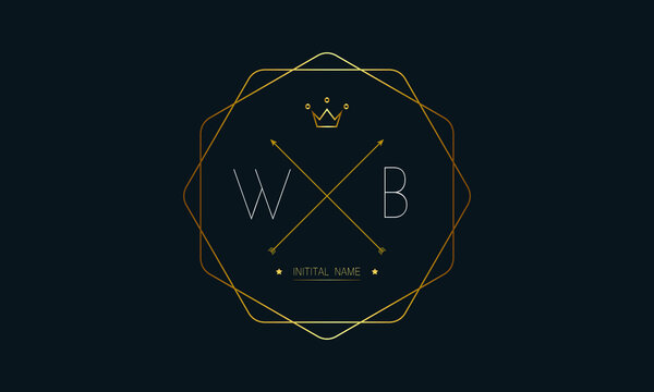 W/B letter stylish luxury hexagonal logo is golden and white color, W/B letter logo design, W/B Business abstract vector logo monogram template.