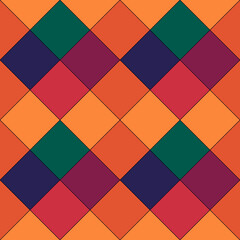 Diamonds, rhombuses, tiles, squares, checks seamless pattern. Ethnic ornate. Folk ornament. Geometric image. Tribal wallpaper. Geometrical background. Retro motif. Ethnical textile print. Vector art