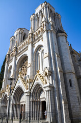 Catholic Neo Gothic basilica of Notre-Dame de Nice located at Cote d'Azur, France