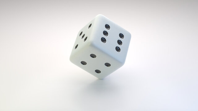white dice standing on its corner