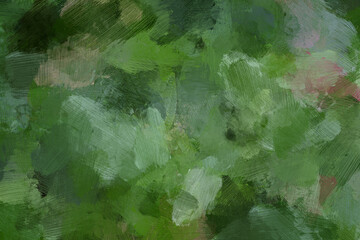 Abstract green oil painting background with brush strokes. High resolution full frame digital oil...