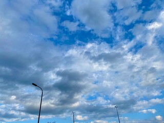 lights against blue sky