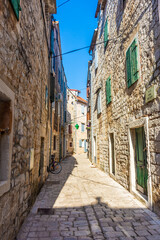 Ancient street of Stari Grad, little town in Hvar Island, Croatia