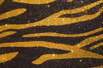 Black glittering background with golden stripes