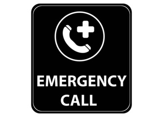 Emergency call text and symbol, telephone.
Rectangular design.vector design EPS 10.