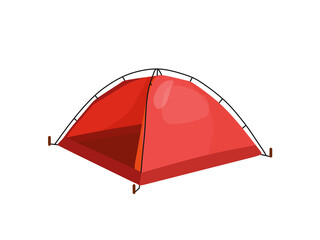 Camping tent in outdoor travel. Vector illustration for nature tourism, travel, adventure in cartoon style. The concept of the tent element.