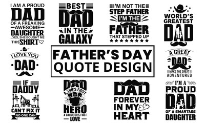 Father's Day Quotes Typography Design. Awesome Dad day text vector design for t-shirt, banner, poster, mug, etc - obrazy, fototapety, plakaty