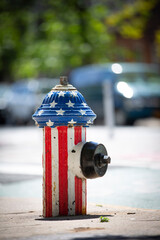 New York City fire hydrant painted with the United States flag