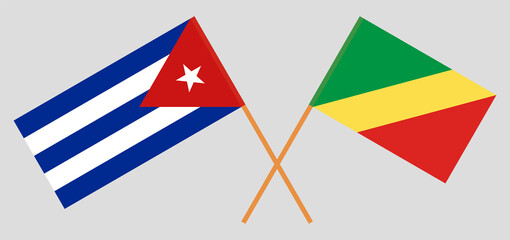 Crossed flags of Cuba and Republic of the Congo. Official colors. Correct proportion