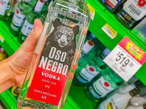 Buy Oso Negro Premium Vodka on the supermarket shelf Mexico.
