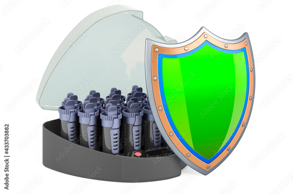 Poster compact hot rollers with shield, 3d rendering