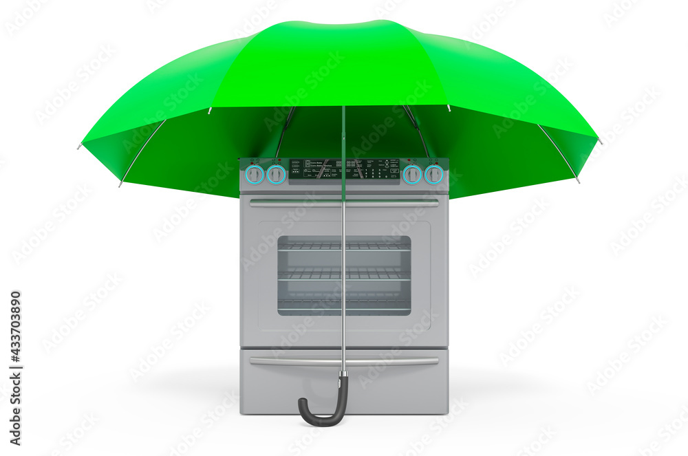 Aufkleber electric slide-in convection range under umbrella, 3d rendering
