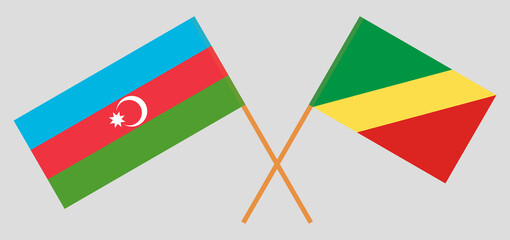 Crossed flags of Azerbaijan and Republic of the Congo. Official colors. Correct proportion