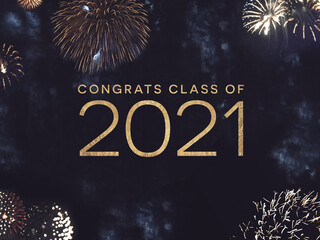 Congrats Class of 2021 with Gold Fireworks Graduation Card