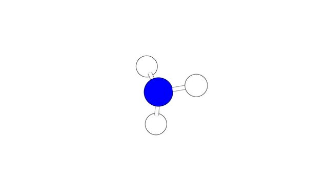 360&ordm; realistic 3D view of Ammonia as a seamless loop over a white opaque background with alpha mask. Also called azane and ammonia gas.