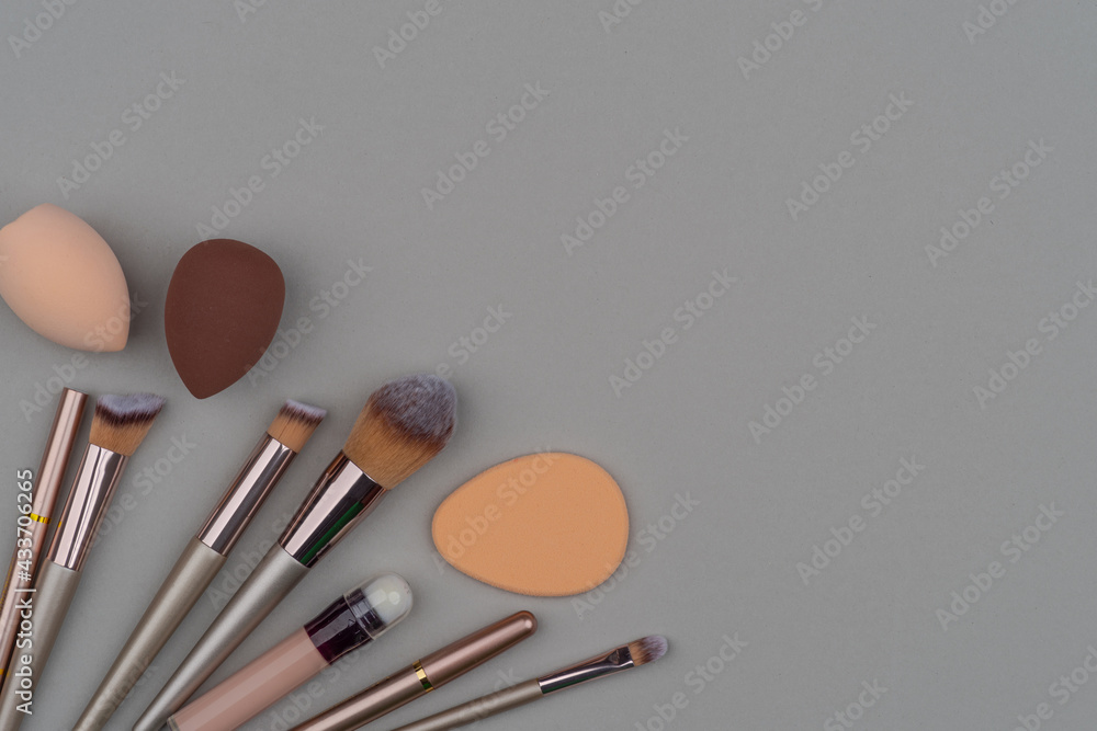 Wall mural mua makeup artist tools, brushes set rose gold