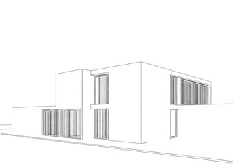 modern house architecture 3d illustration 