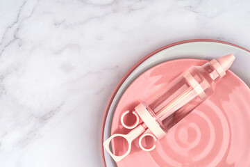 Pastry bag cream pink injector for cake dessert decoration