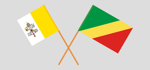 Crossed flags of Vatican and Republic of the Congo. Official colors. Correct proportion
