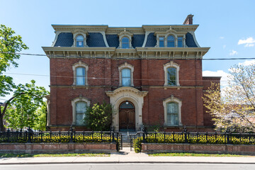 George Brown House, a colonial heritage site in the Second Empire architectural style in Toronto, Canada-May 13, 2021