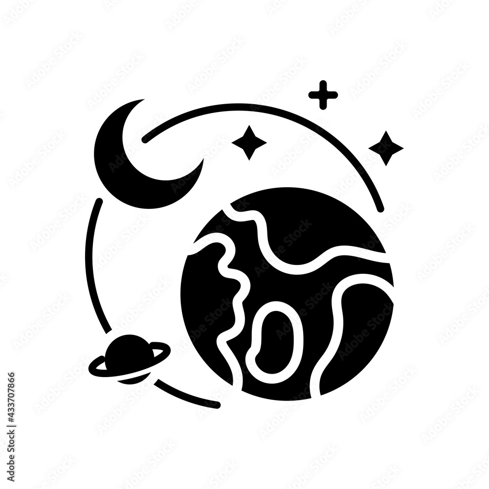 Poster moon space vector solid icon. eps 10 file