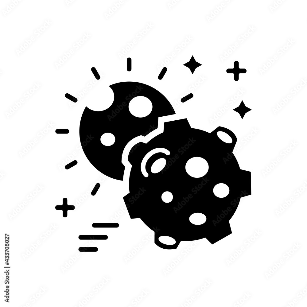 Poster moon eclipse vector solid icon. eps 10 file