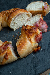 Italian bread stuffed with provolone cheese and pepperoni sausage.
