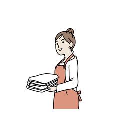 洗濯物を畳む　取り込む　主婦　女性　イラスト素材 © SENRYU