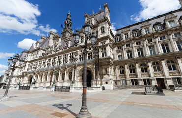 Paris, the city hall, place de l Hotel de Ville, beautiful parisian monument.