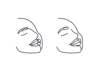 Line art woman face smile logo