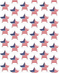 Fototapeta premium Vector seamless pattern of flat American USA flag star isolated on white background