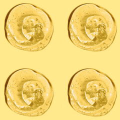 Liquid gel texture in yellow background