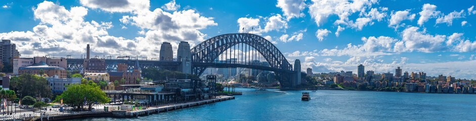 Fototapeta na wymiar Panorama of Sydney city harbour bridge views from circular quay 