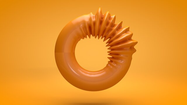 Dise&ntilde;o abstracto de torus tridimensional. Ilustraci&oacute;n 3d de toroide colorido. Fondo para presentaci&oacute;n,