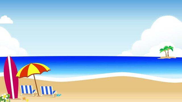 wave and beach animation cartoon tropical beach ocean summer holiday  video footage