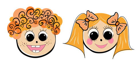 Vector Illustration Of Happy Children's Day, happy kids, boy and girl, baby faces, boy and girl smiling, funny kids