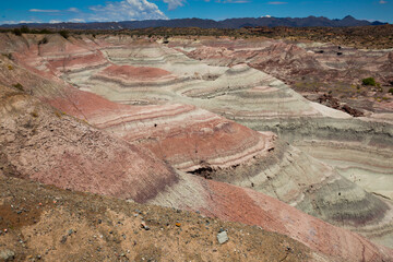 Landscape and stone desert in foothills of Andes, Ischigualasto Park, Argentina, Patagonia,