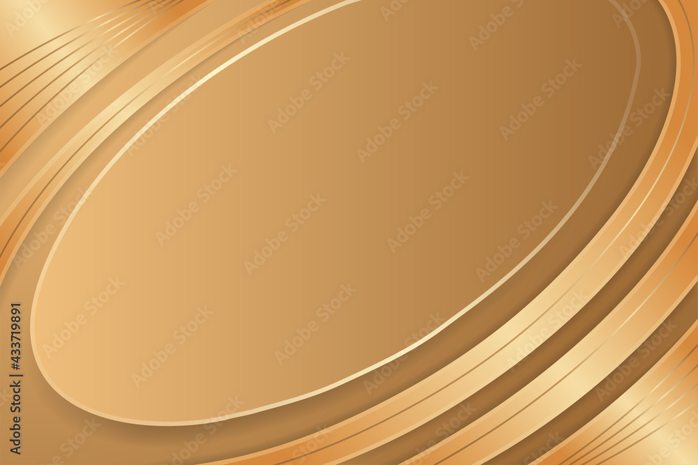 Poster Abstract modern golden gradient background design template with curve luxury. 3d illustration vector in horizontal layout. line blend pattern .