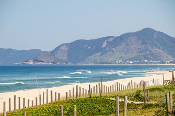 view of Barra da Tijuca beach in Rio de Janeiro.