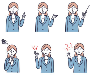 ビジネス　女性　シンプルイラストセット