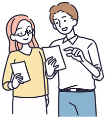 ビジネスチーム 会社員男女　シンプルイラスト　