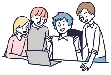 ビジネスチーム 会社員男女　シンプルイラスト　