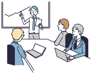ビジネスチーム 会社員男女　シンプルイラスト　