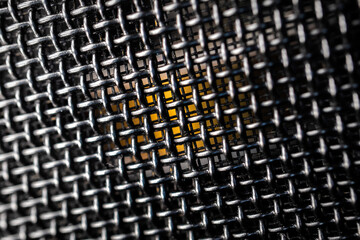 Obraz premium Closeup of Large Diaphragm Condenser Microphone Grill with Capsule Visible