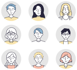 笑顔の男女セット　シンプルイラスト