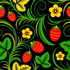 Vector illustration Russian ornament. Khokhloma painting seamless pattern, decoration objects in Russian style. EPS 8
