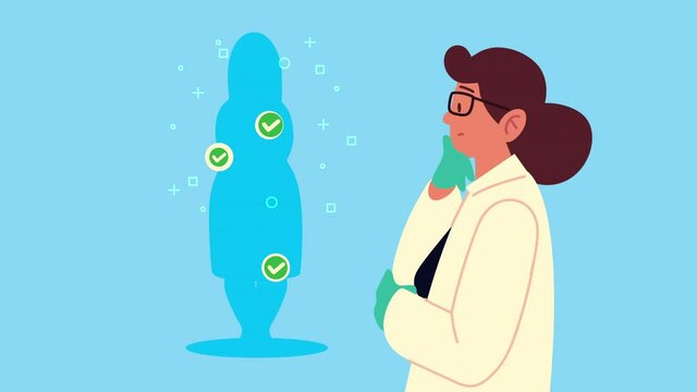 female doctor with patient silhouette