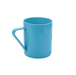 Colored plastic children mugs collection isolated on white background