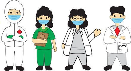 Illustration vector graphic cartoon character of medical group. Suitable for medical contennt.