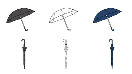 Fotobehang 傘　ビニール傘　閉じた傘と開いた傘　イラスト素材 © SENRYU